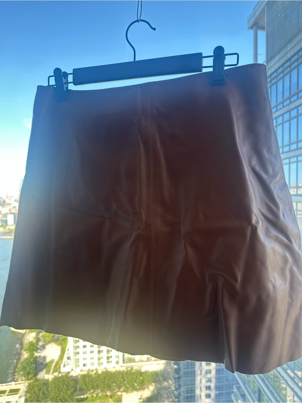 Theory Dark Brown Leather Mini Skirt- 100% Leather